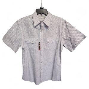 Wrangler White Mark Men's Gray Checkered Button Down Shirt Sz MED